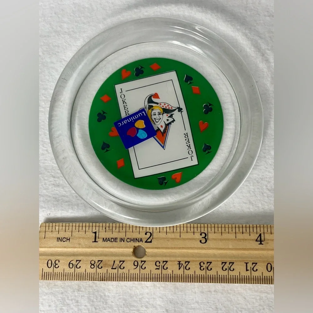 Playing Card Coasters Glass Trinket Dish Game Room Decor Luminarc France King